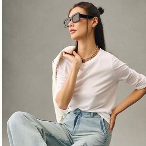 Anthropologie T. la white long sleeve crew neck tee M 🆕